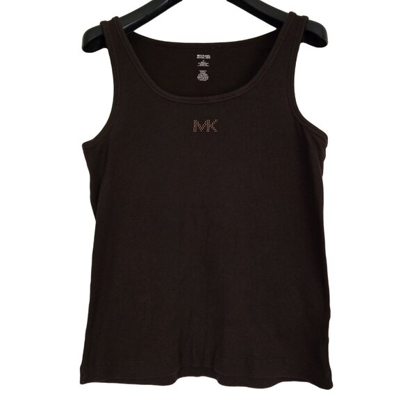 MICHAEL KORS Chocolatge Brown Cotton Ribbed Tank XL - Picture 1 of 2